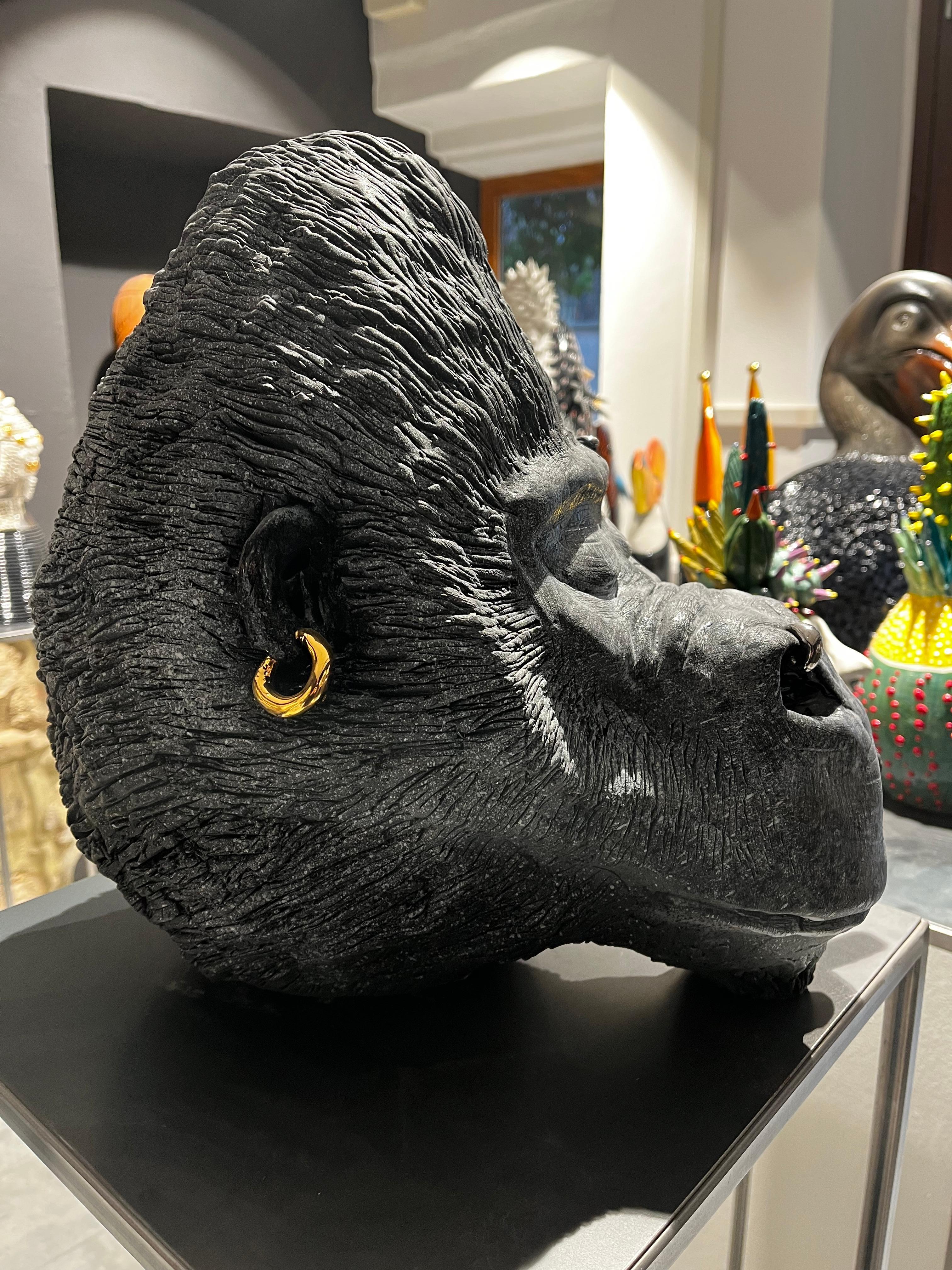 Zigarren- und Ohrringe Affen, Tafelaufsatz aus Keramik, handgefertigtes Design in Italien, 2021 im Zustand „Neu“ im Angebot in San Miniato PI, IT