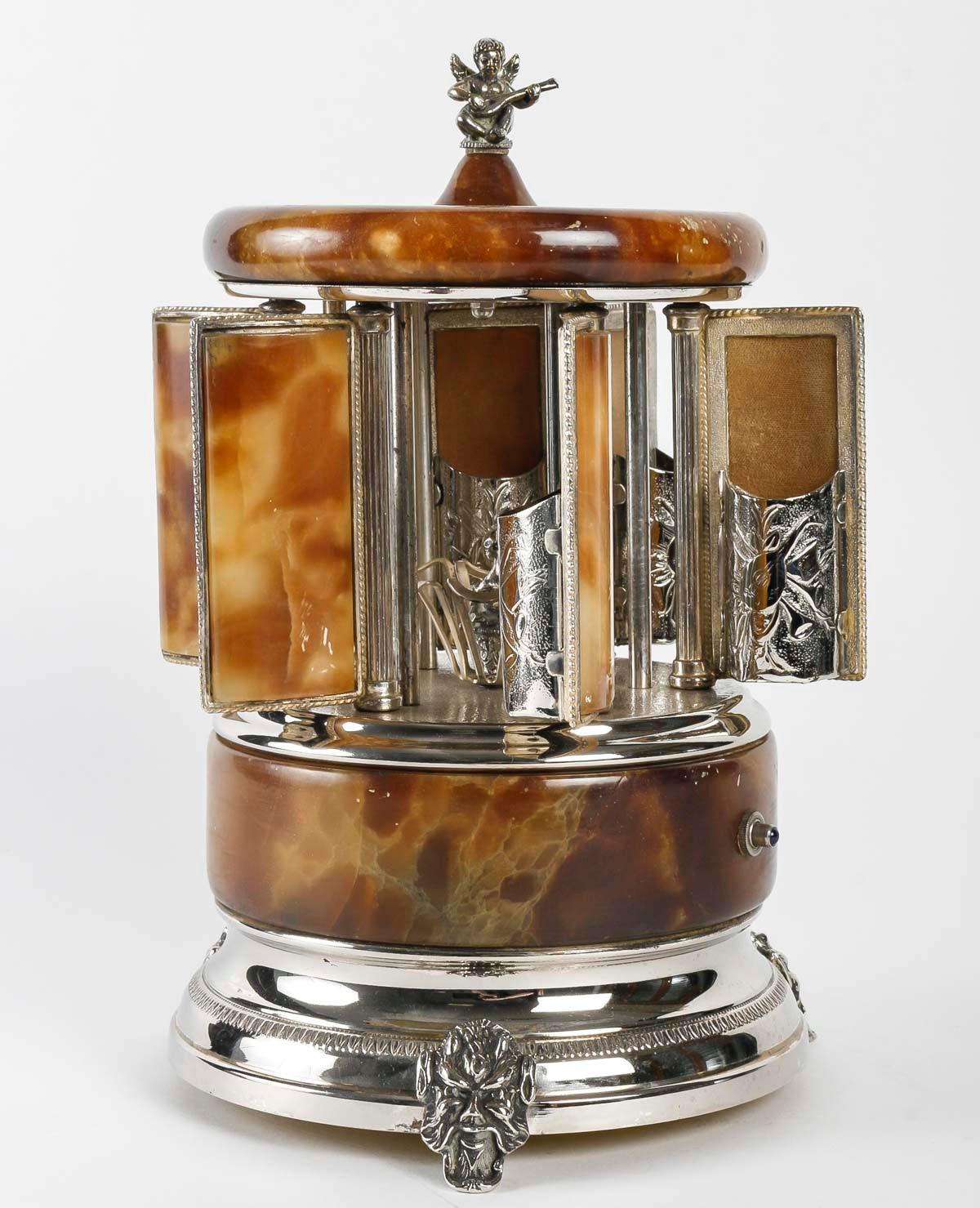 French Cigar and Music Box, Early 20th Century, Napoleon III Style. For Sale