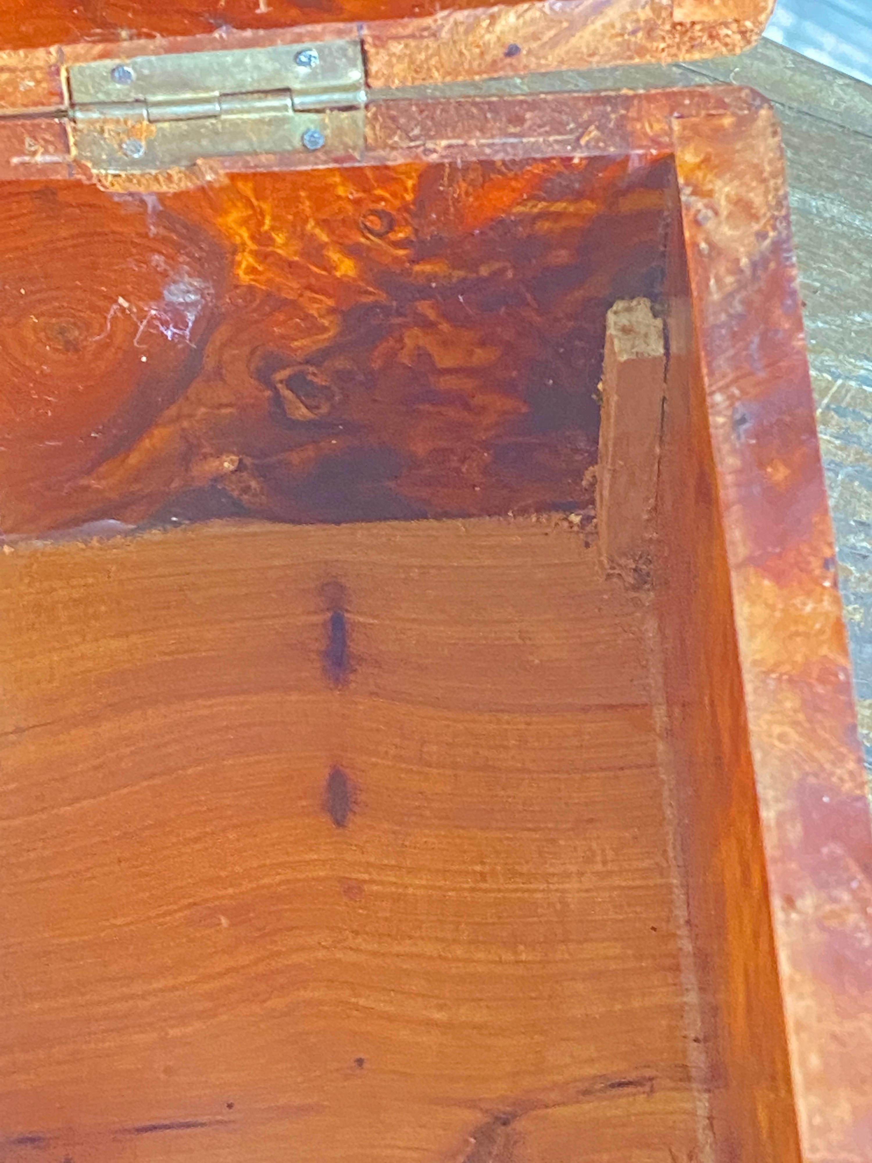 Cigar Box, in Burl Wood, England 1970, Brown Color, with a Second Box Inside 12