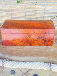 Cigar Box, in Burl Wood, England 1970, Brown Color, with a Second Box Inside