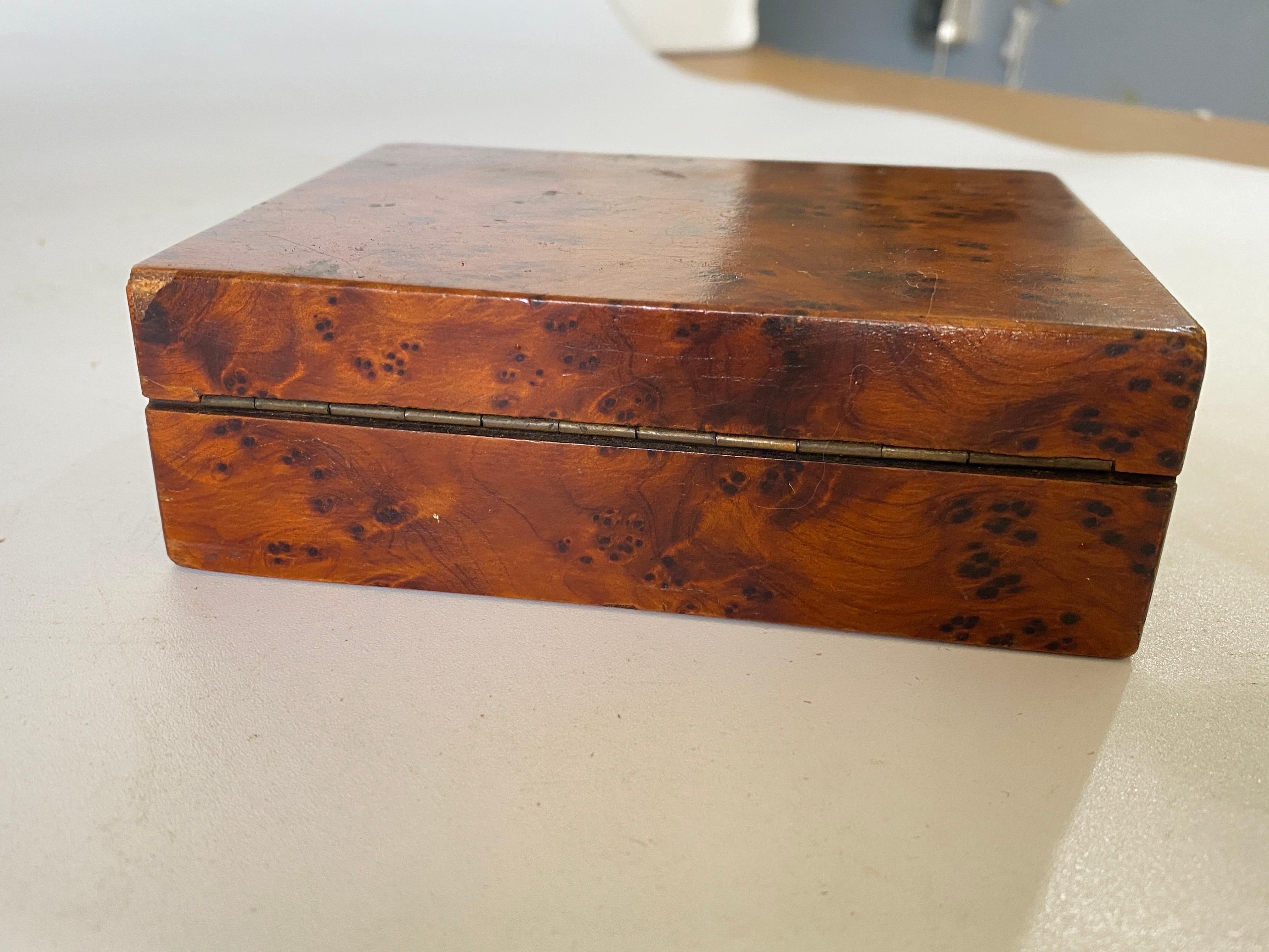 French Cigar Box in Burled Wood, Brown Color, France, 20th Century For Sale