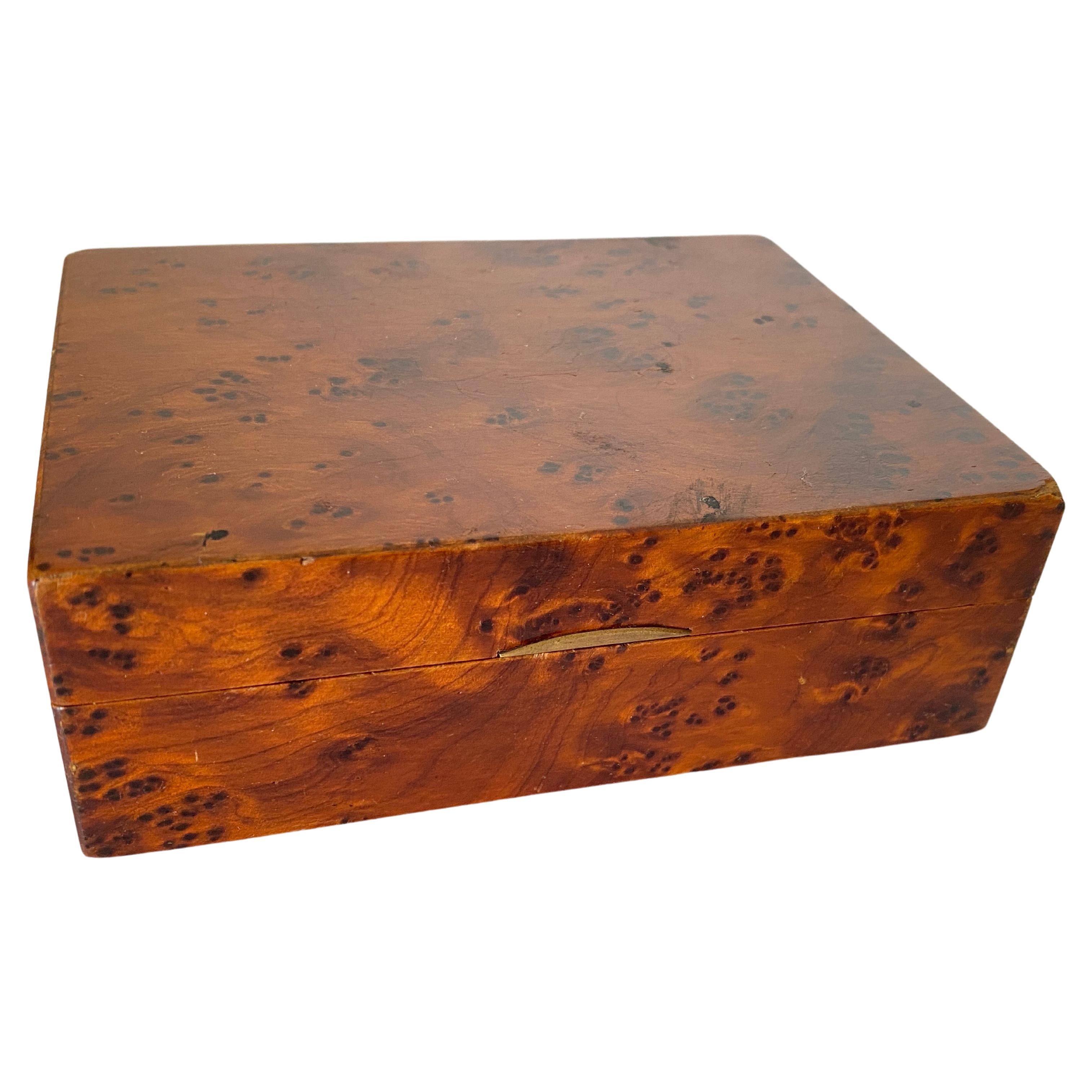 Cigar Box in Burled Wood, Brown Color, France, 20th Century For Sale