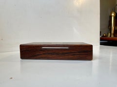 Zigarrenbox aus Rosenholz und Silber mit königlich-dänischem Wappen, 1970er Jahre