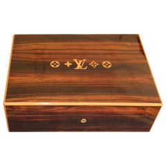 Personalized Cigar Humidor - Engraved LV Louis Vuitton Logo Design