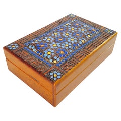 Cigar Box or Decorative Box in Decorated Wood Brown Color France, 20th Century
