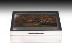 Cigar Humidor Box Sterling Silver Horse Racing Steeple Chase Art Deco