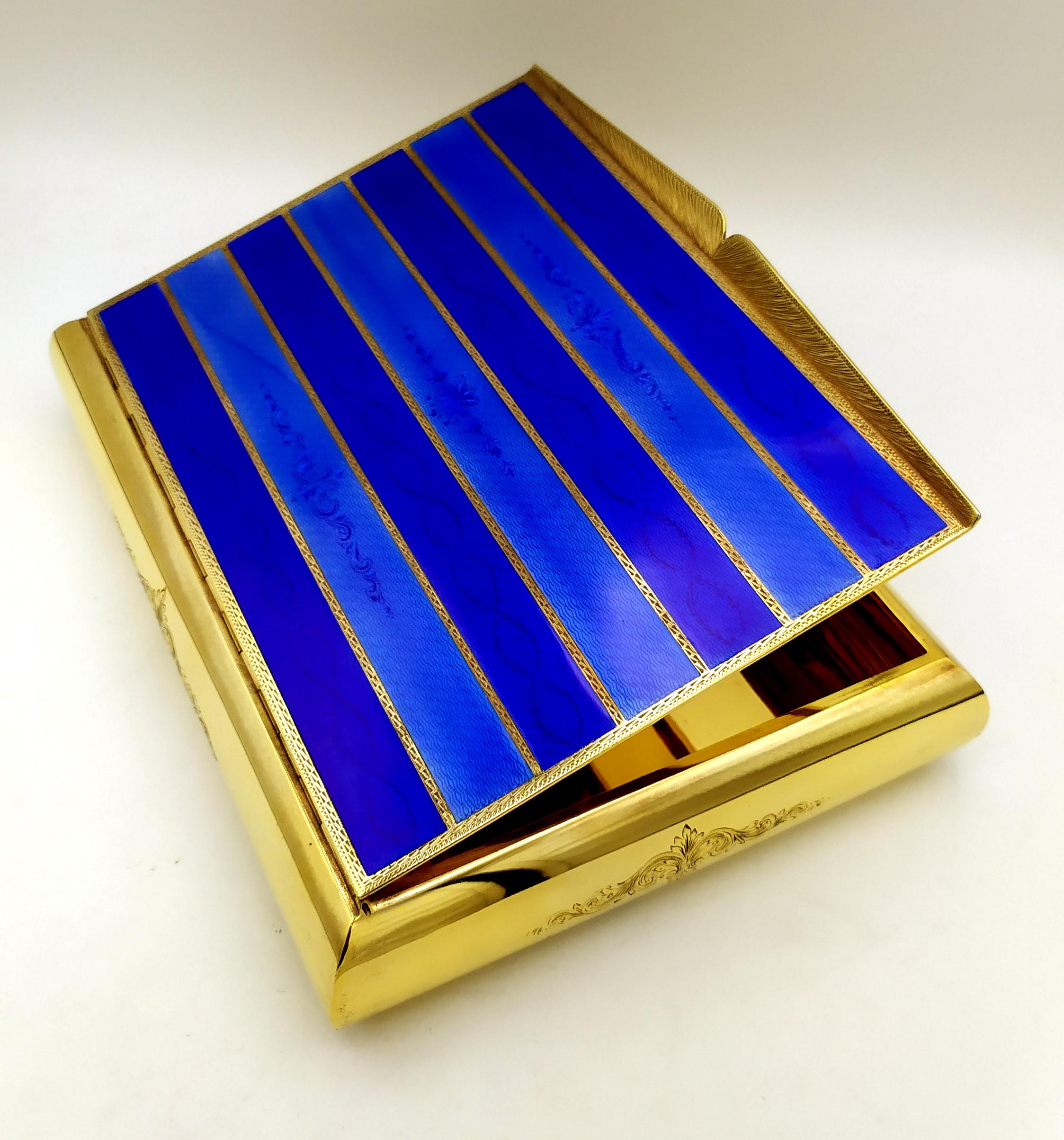 Caja para puros de dos tonos rayas en la tapa esmaltado al fuego en guilloche Salimbeni. en venta 4