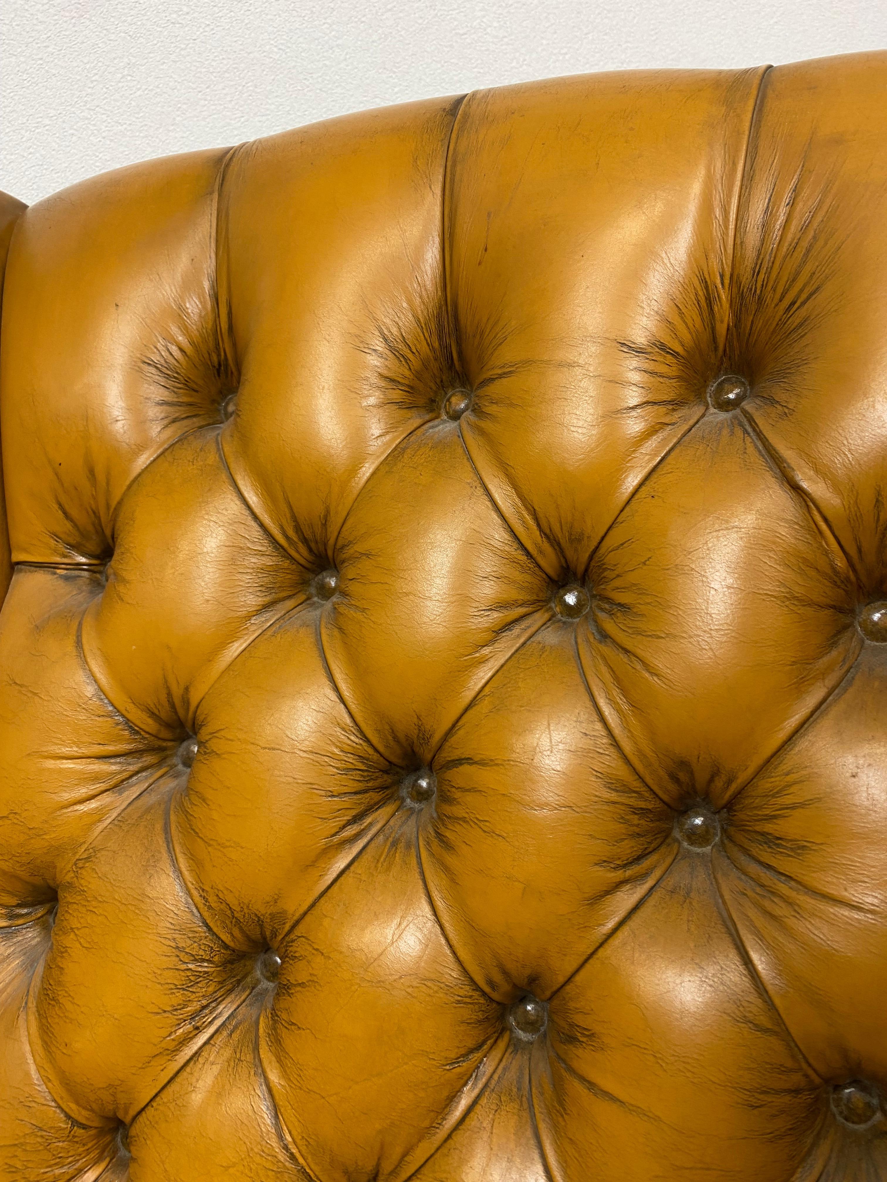 Cigar Brown Leather Victorian Chesterfield Wingback Armchair 2