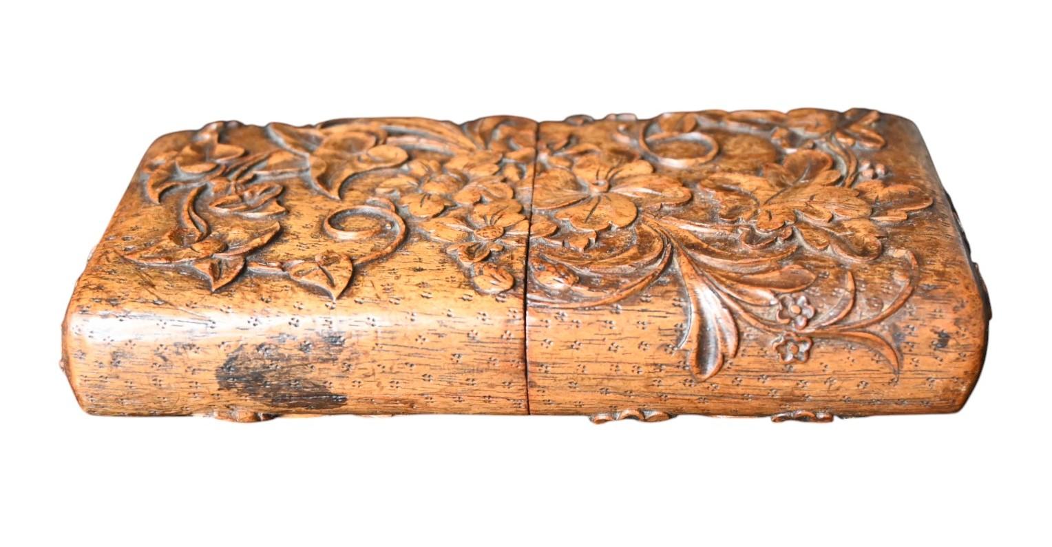 Napoleon III Cigar Case Carved In Wood, 19th Century For Sale