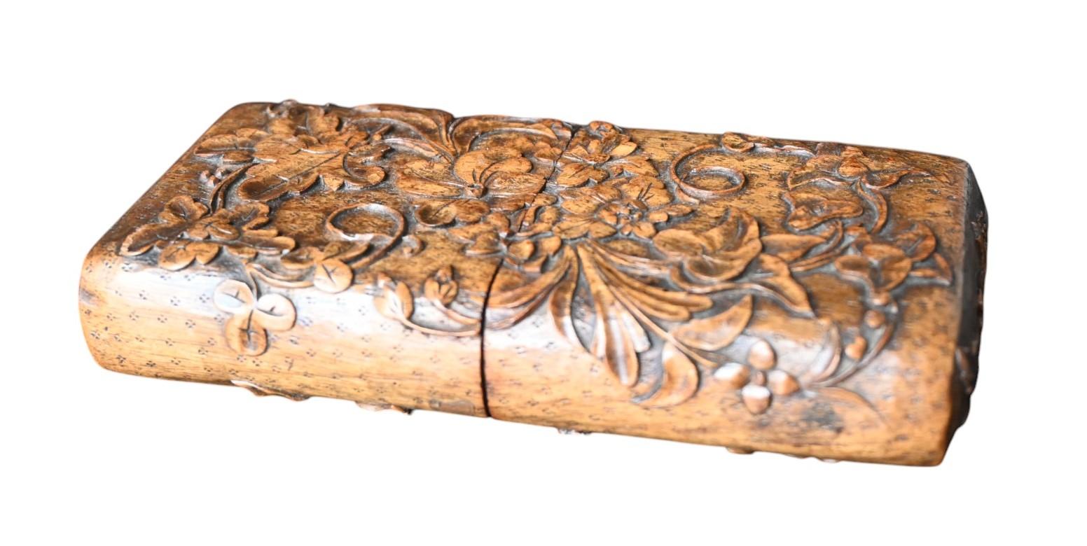 French Cigar Case Carved In Wood, 19th Century For Sale