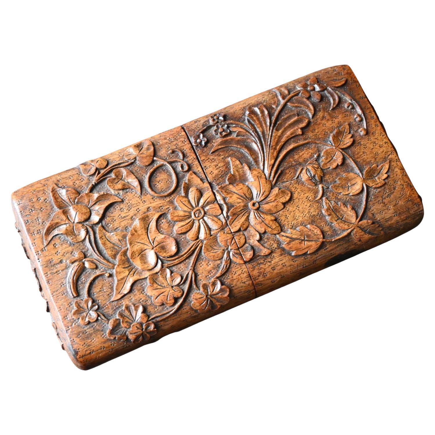 Cigar Case Carved In Wood, 19th Century