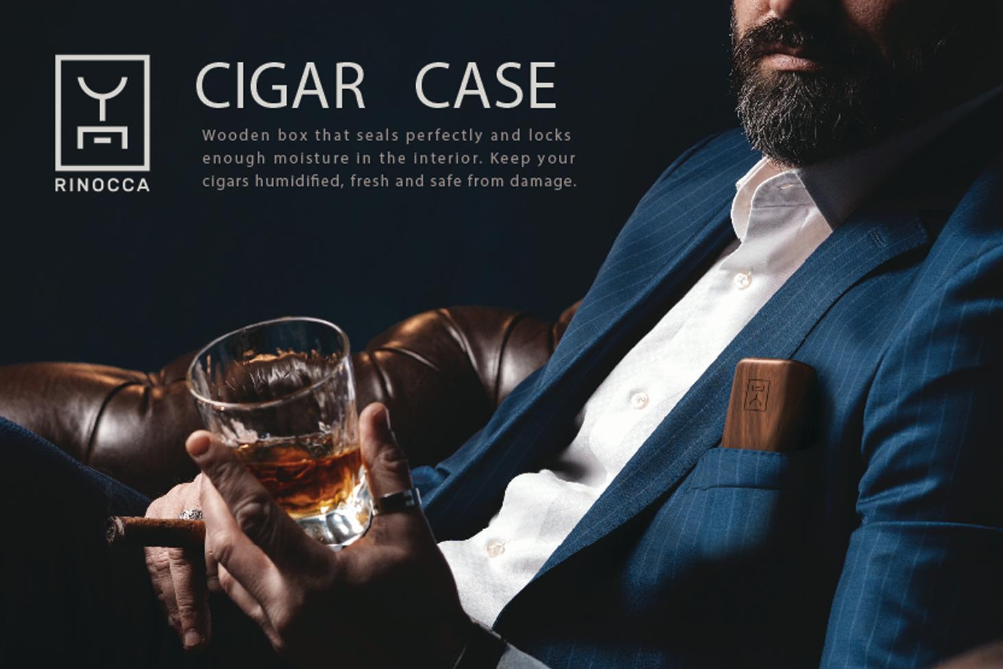 Cigar case, wooden cigar case, travel cigar case For Sale 1