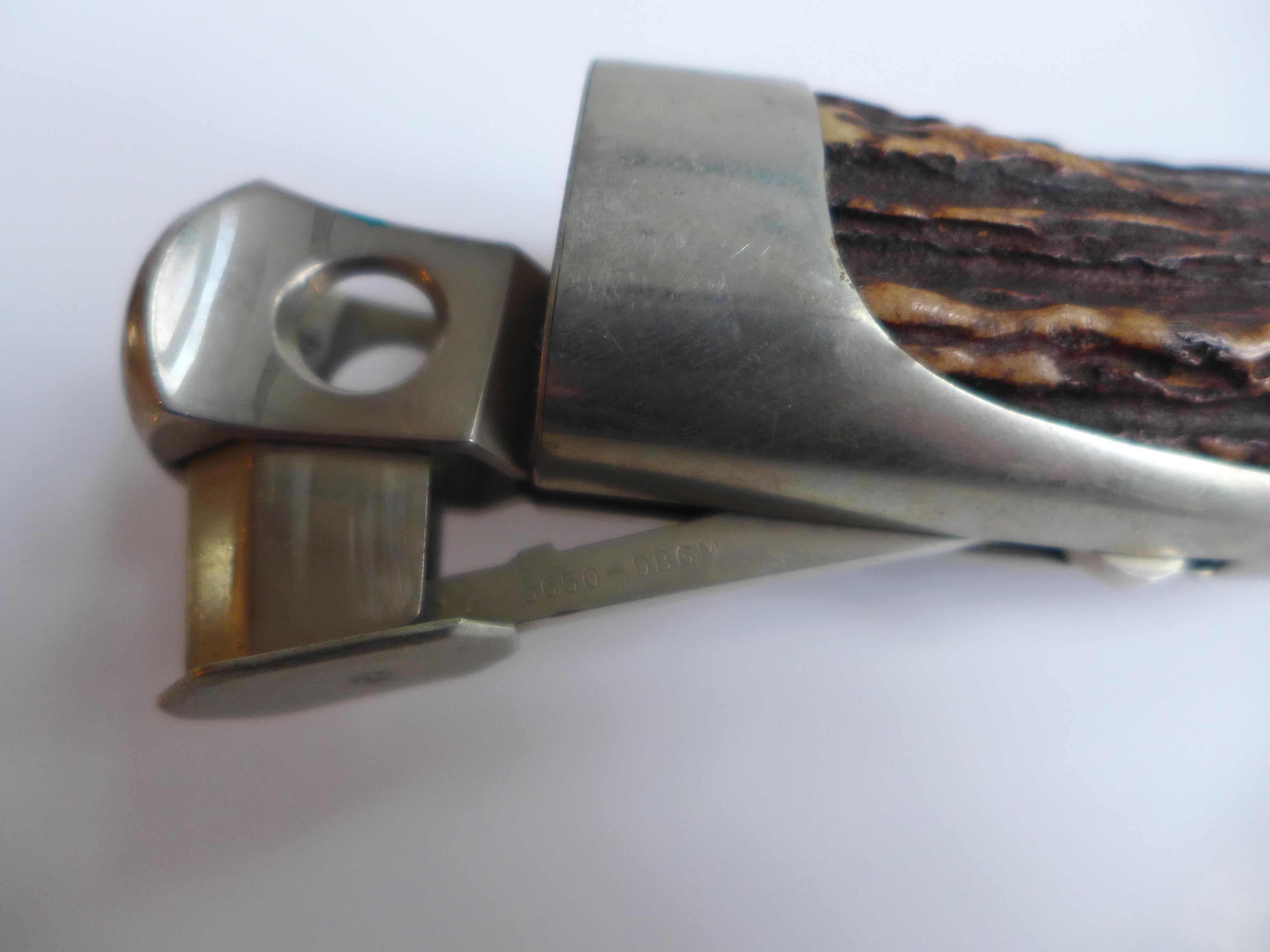 Fait main Coupe-cigare en bois de cerf Pfeilring de Solingen en vente