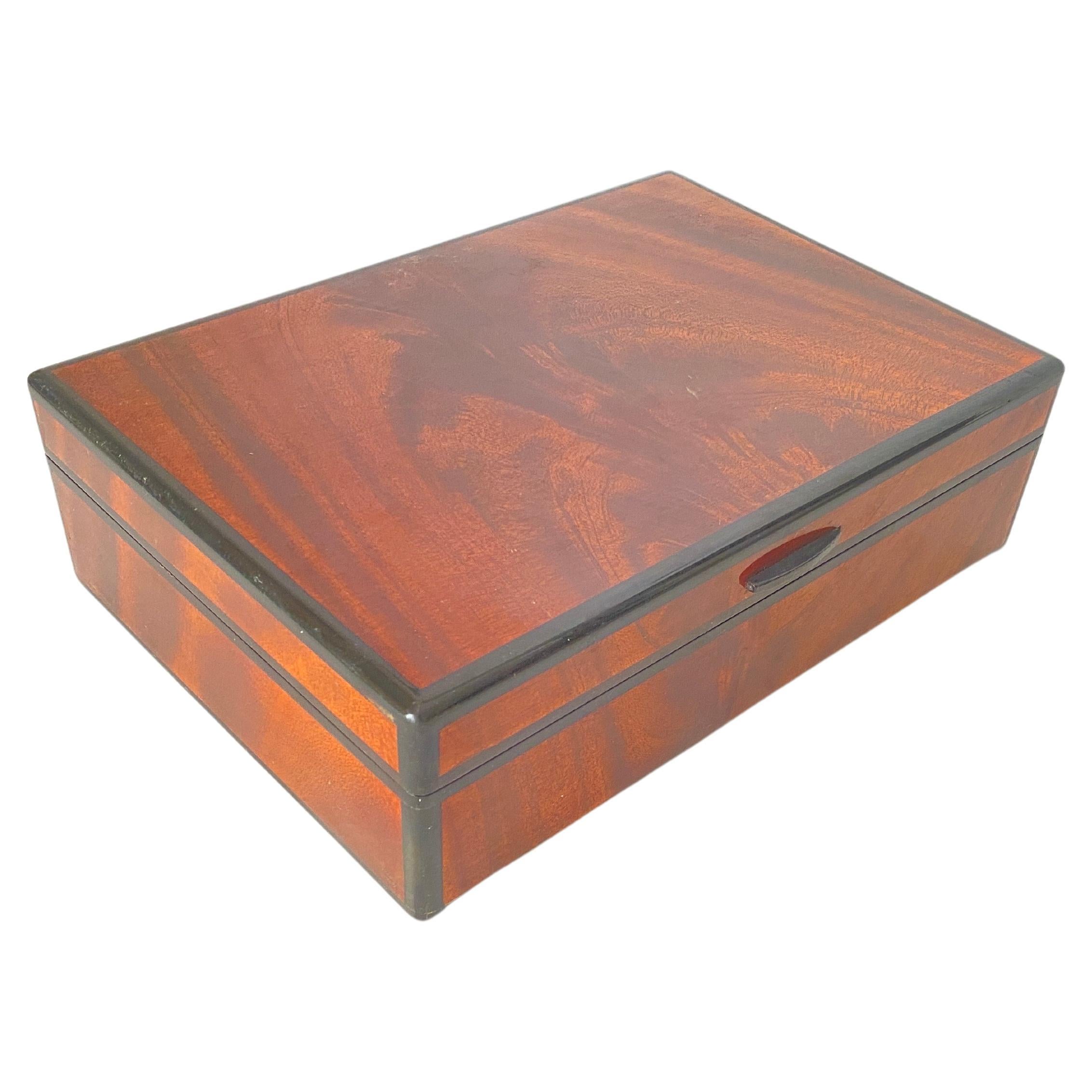 Cigar Humidor Burl Wood Cigar Box France 1970 Brown Black Color