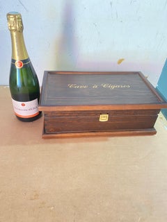 Humidificador de Puros, Caja de Puros de Macasar de Ébano, Francia 1960, Color Marrón