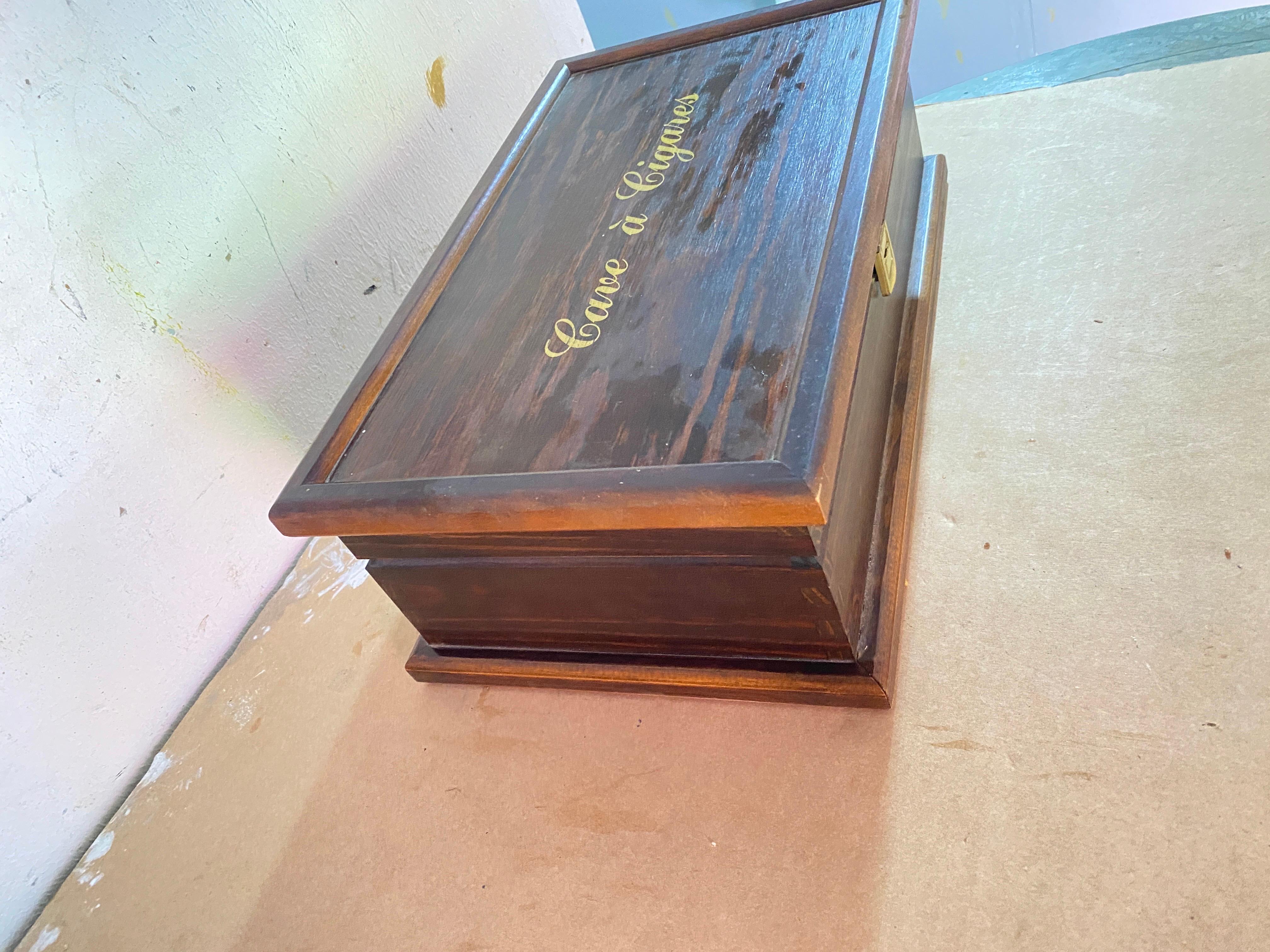 French Cigar Humidor, Ebony Macassar Cigar Box, France 1960, Brown Color For Sale