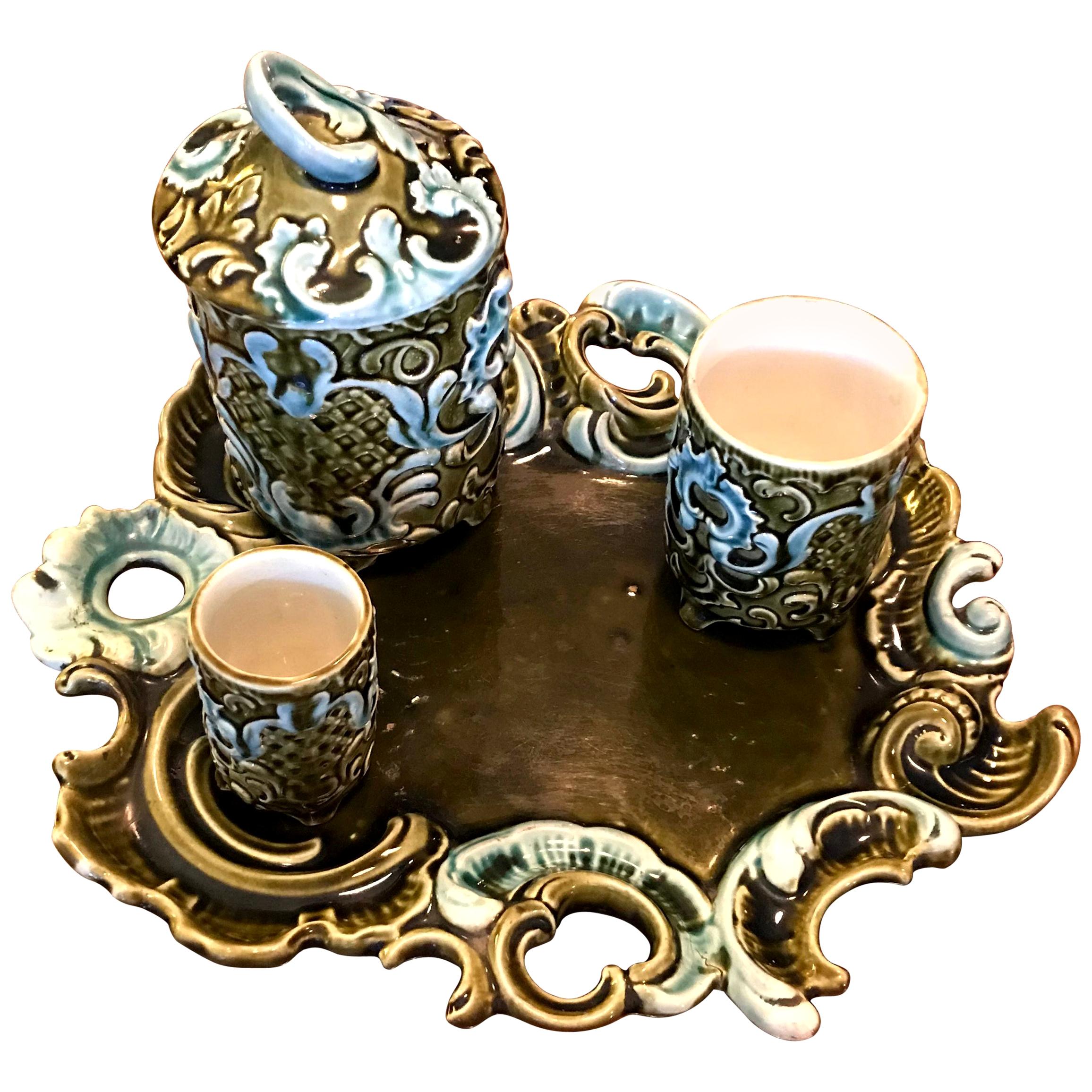 Zigarren-Set im Art nouveau-Stil Barbotine von Jean Bernard De Bruyn, 1900 im Angebot