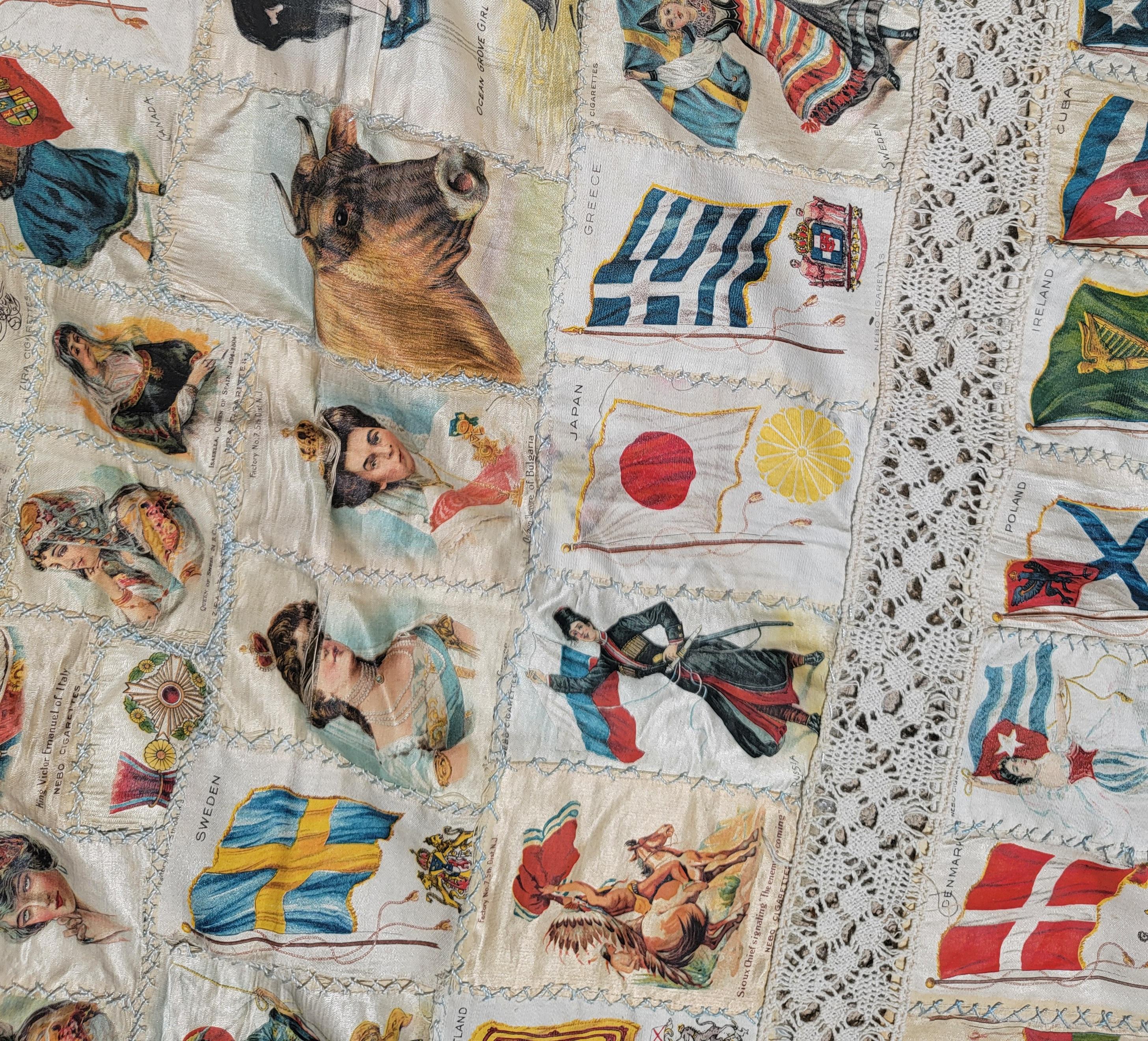 19th Century Cigar Silk Premiums Quilt Topper