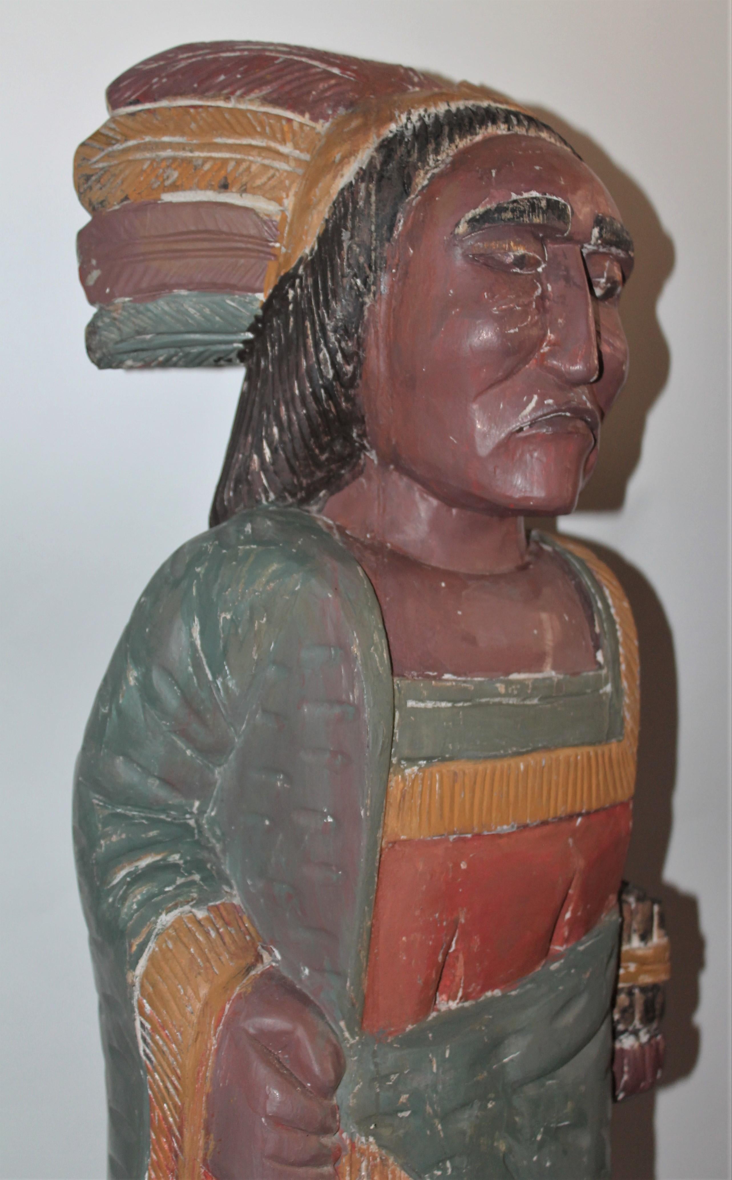 Cigar Store Indian Hand-Carved and Painted In Excellent Condition In Los Angeles, CA