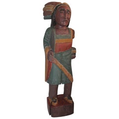 Antique Cigar Store Indian Hand-Carved and Painted