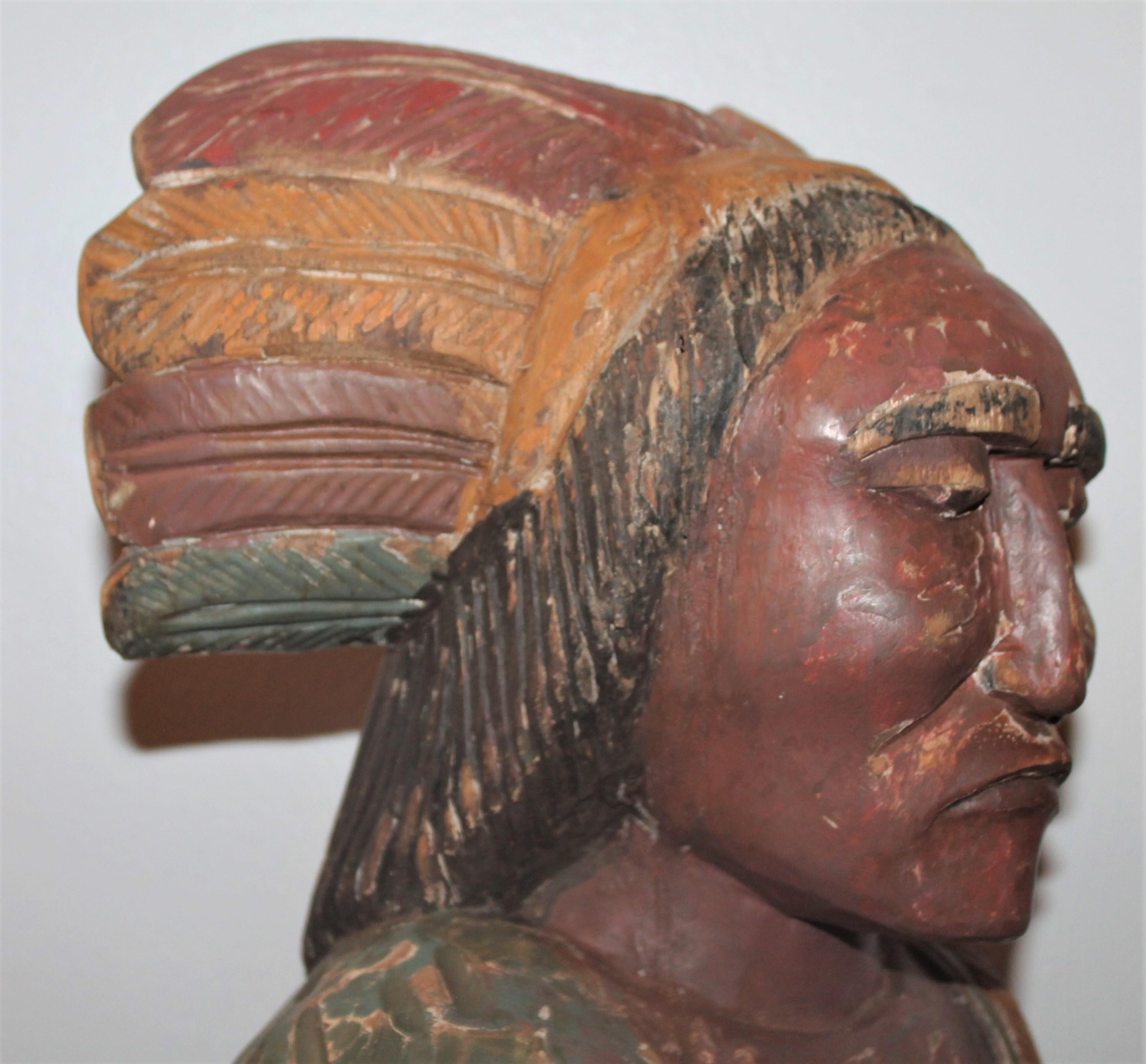 American Cigar Store Indian Hand Carved and Painted, Counter
