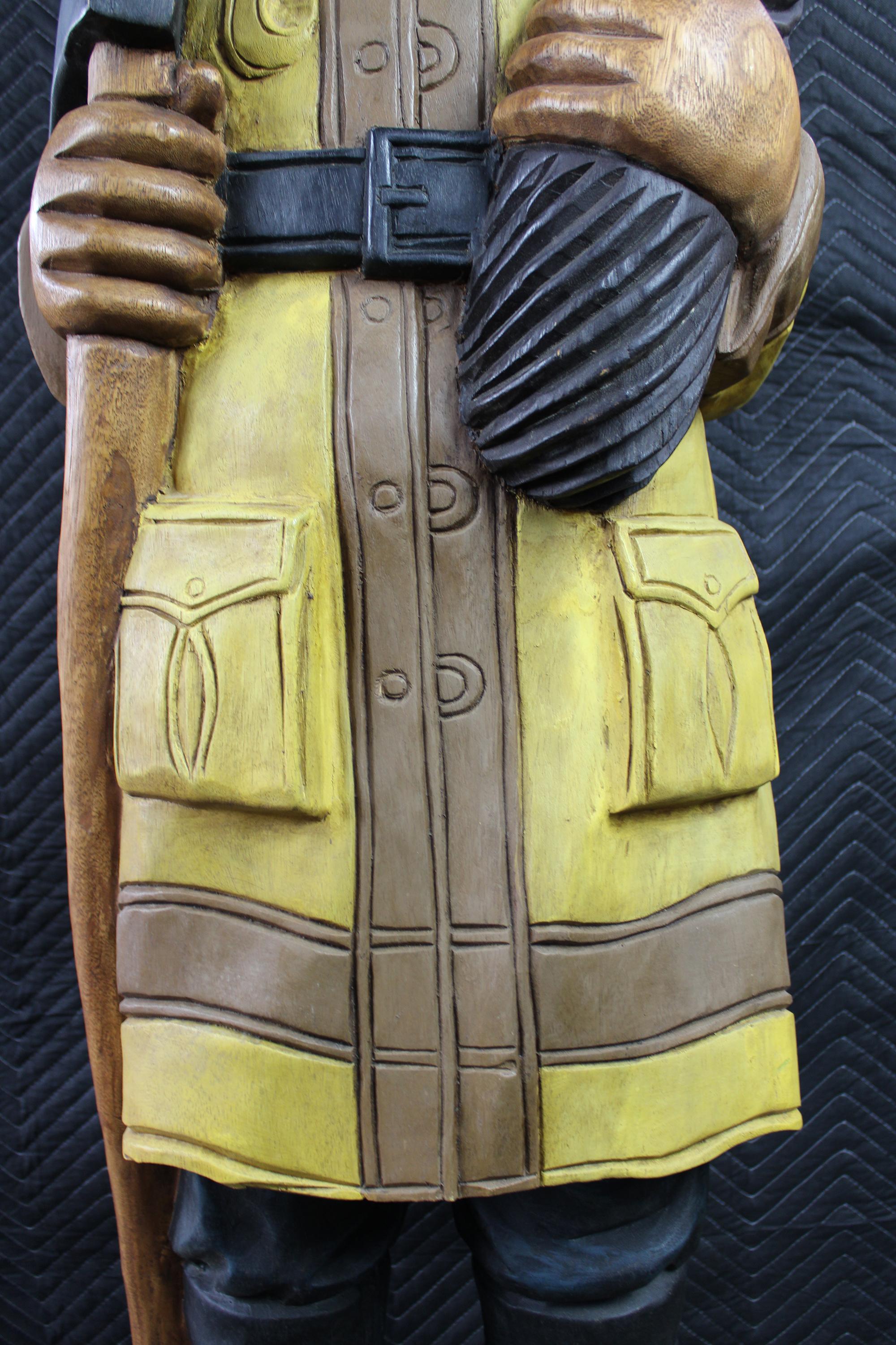 Cigar Store Life-Size Carved Fireman Figure Firefighter Sculpture Statue 4