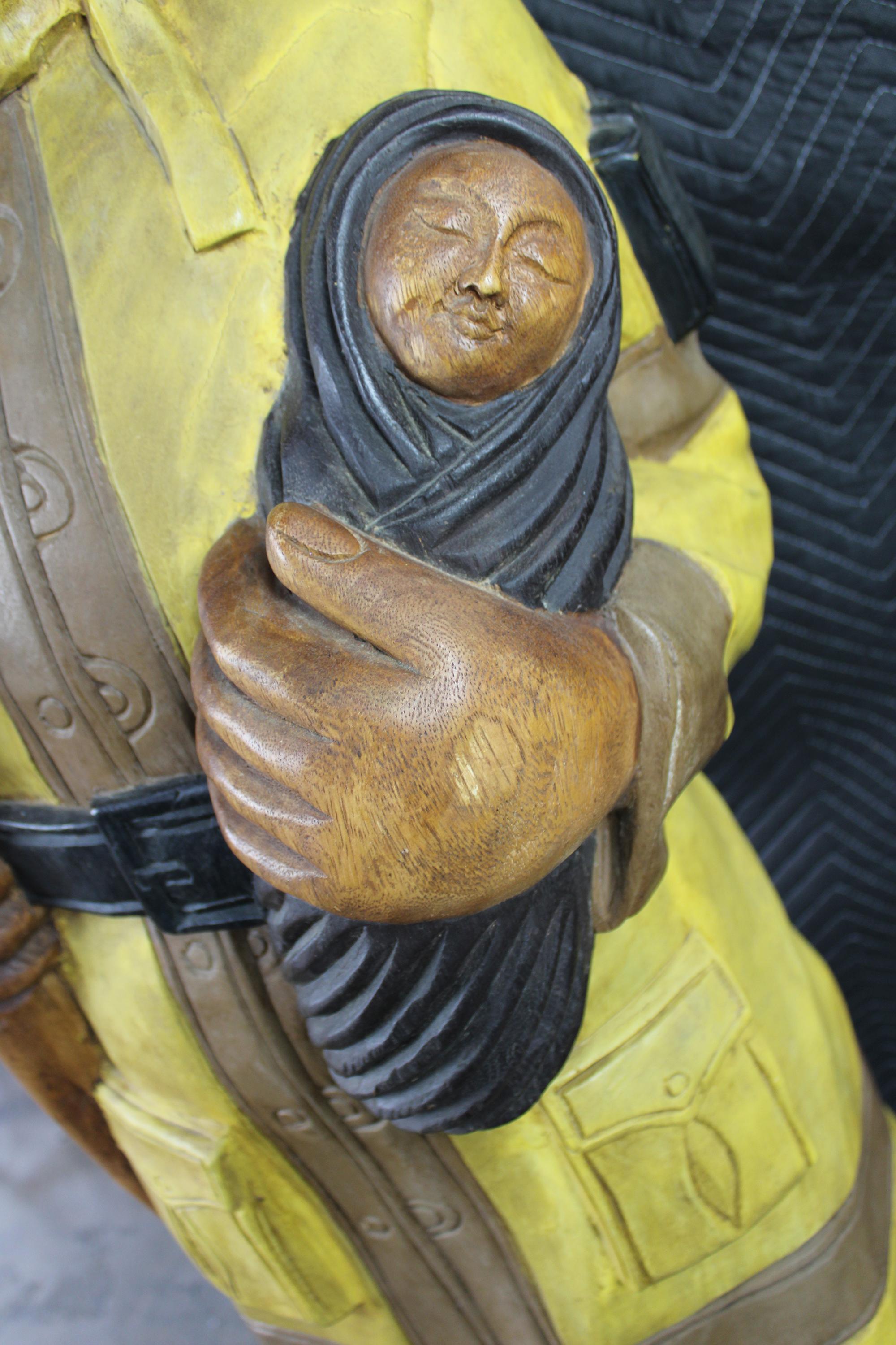 Cigar Store Life-Size Carved Fireman Figure Firefighter Sculpture Statue 2
