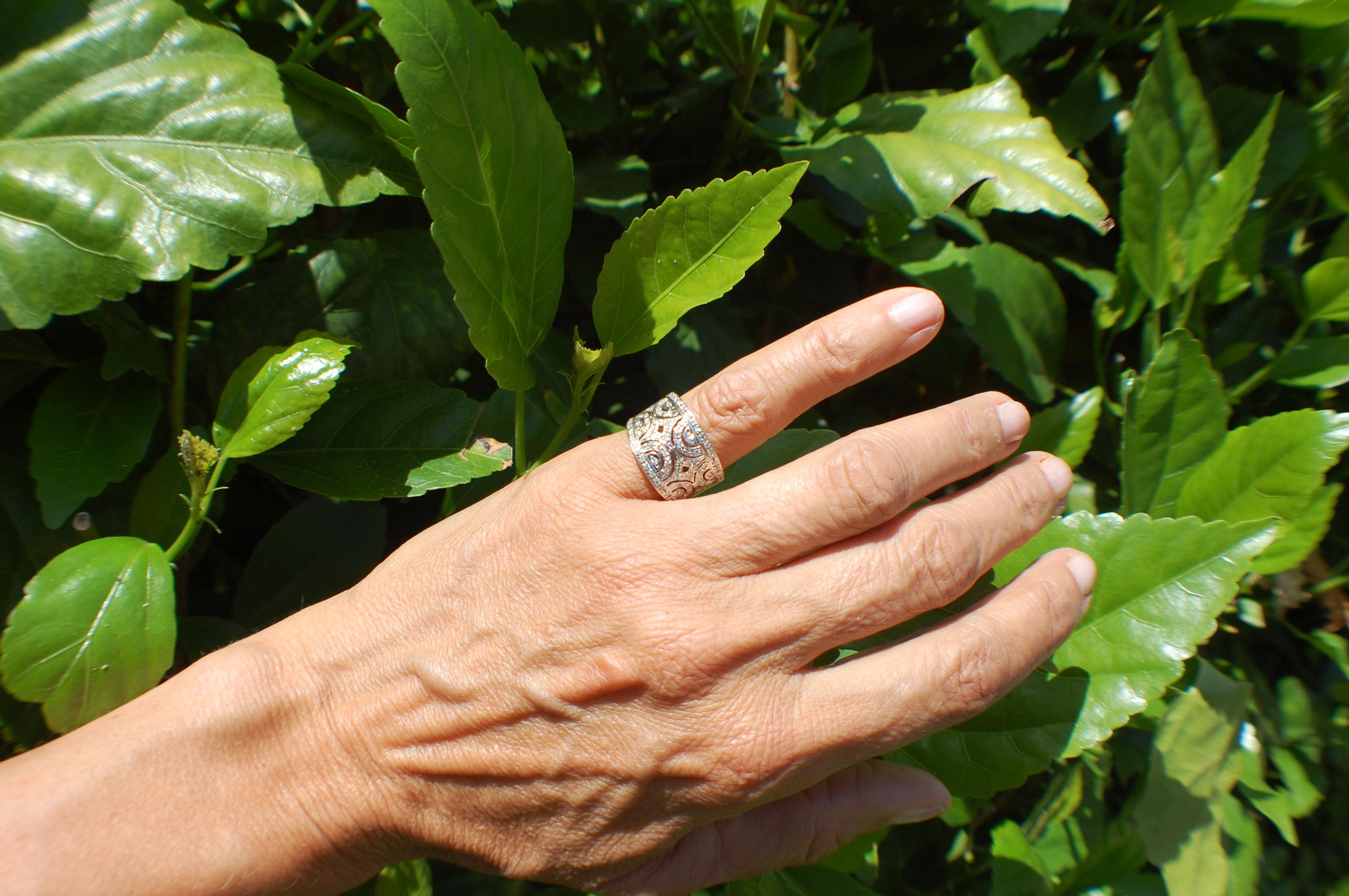 cigar band ring with diamonds