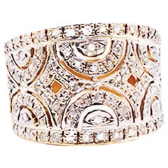 14mm Diamond Band Ring 14 Karat Two-Toned Gold