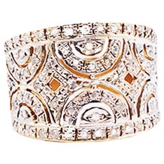 14mm Diamond Band Ring 14 Karat Two-Toned Gold