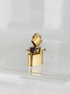 Cigaret Lighter, Handmade Movable-Mechanical Parts, Amethyst Heart, circa 1930