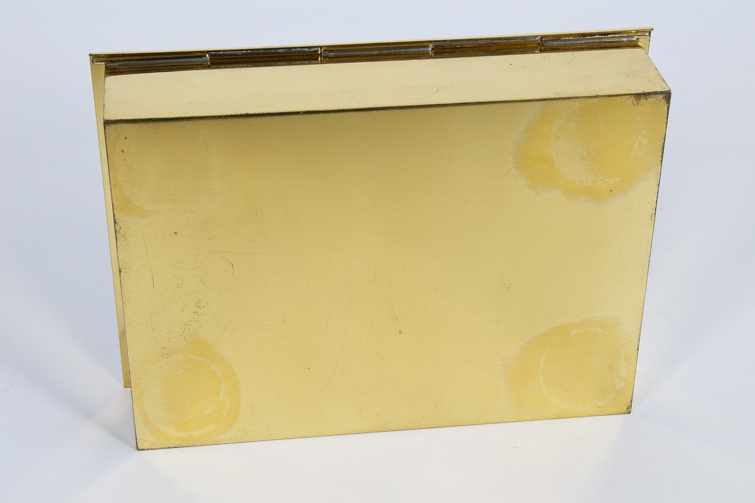 Cigarette Brass Box with Enamelled Lid and Horse Inlay 1960s, Italy For Sale 4