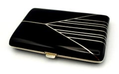 Cigarette Case Art Deco style for Cartier USA in 1980s spring button Salimbeni