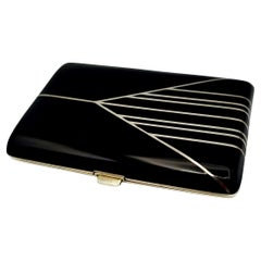 Custodia per sigarette stile Art Deco per Cartier USA negli anni '80 pulsante a molla Salimbeni