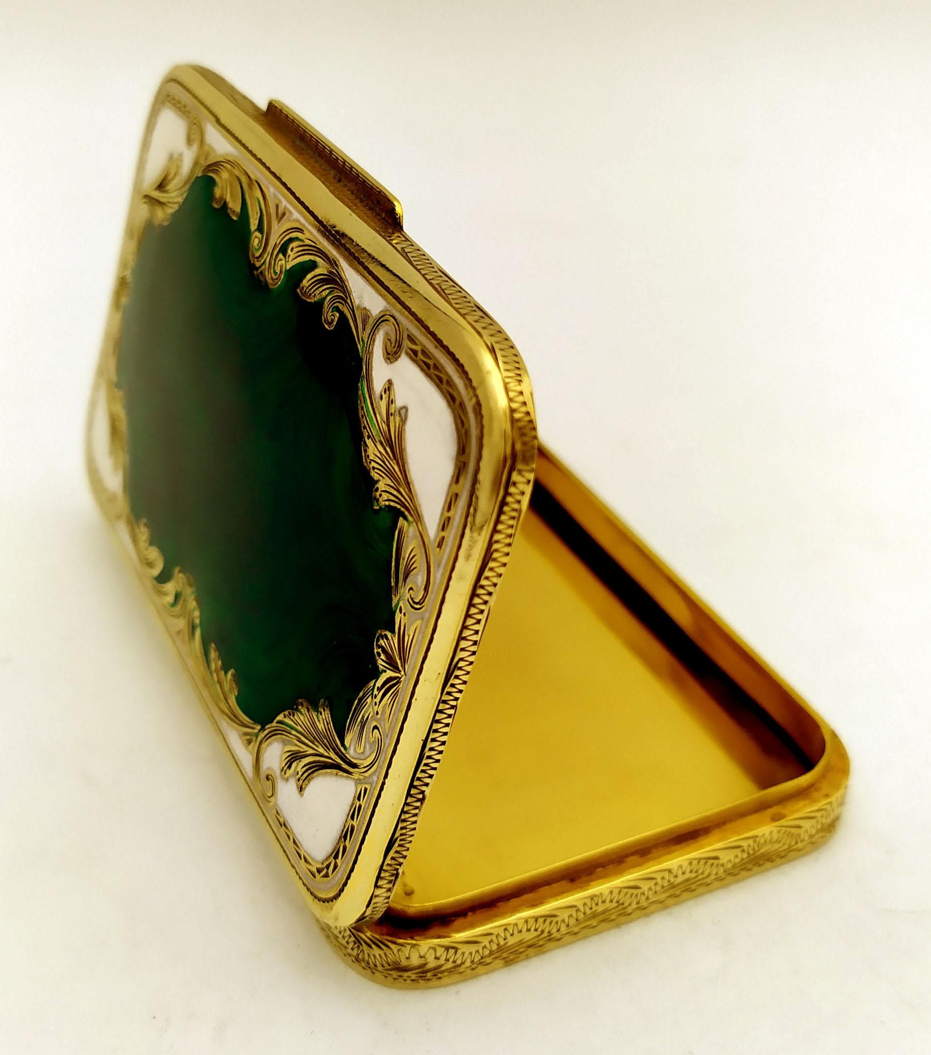Late 20th Century Cigarette Case Baroque style hand engraving enamel Sterling Silver Salimbeni  For Sale