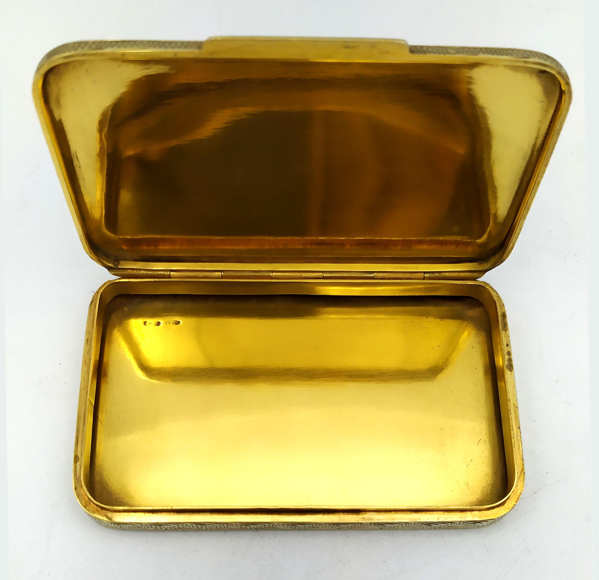Gold Plate Cigarette Case Baroque style hand engraving enamel Sterling Silver Salimbeni  For Sale
