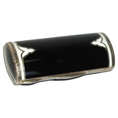 Portasigarette in bianco e nero in stile Art Deco con smalto a fuoco Salimbeni