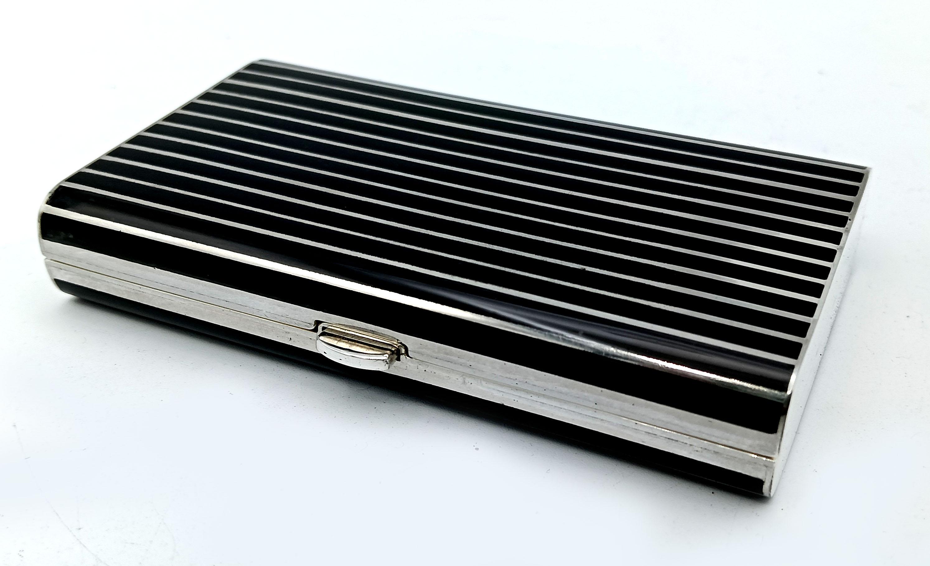 Cigarette Case black lines Art Deco style Salimbeni Art Decó en venta