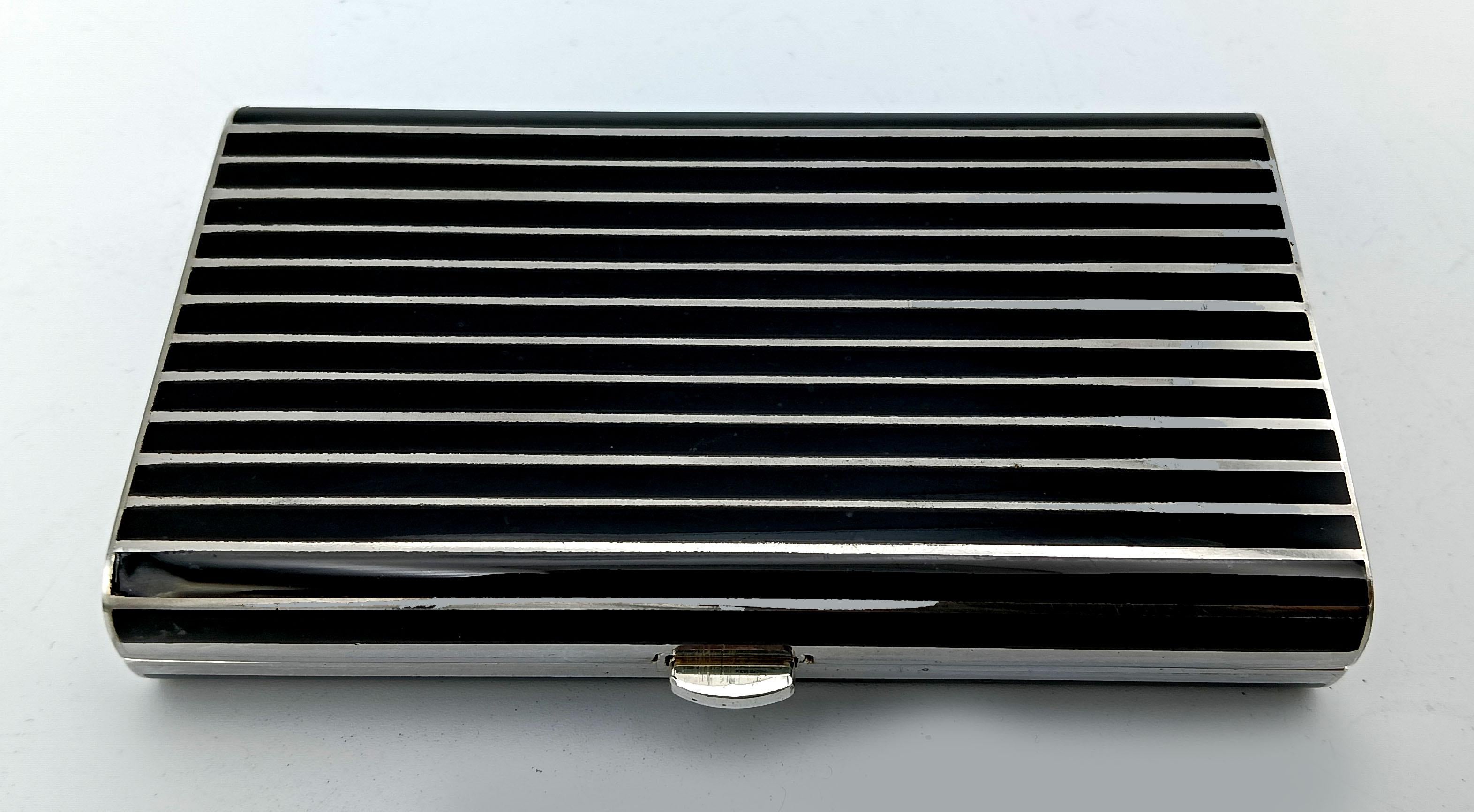 Cigarette Case black lines Art Deco style Salimbeni Italiano en venta