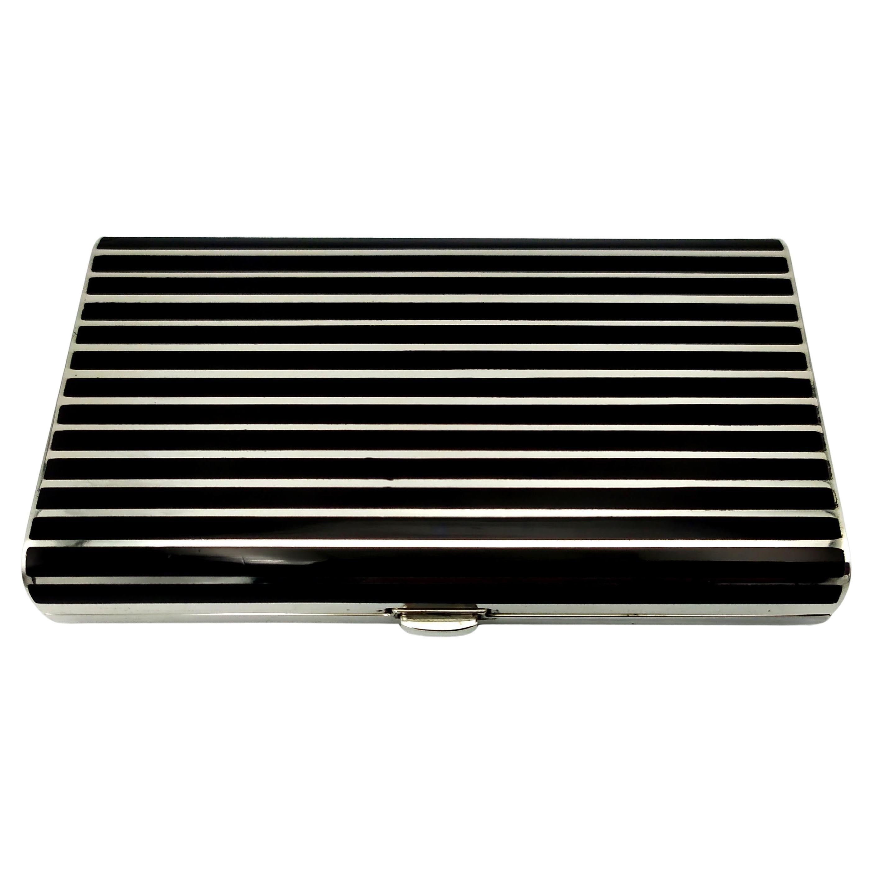 Cigarette Case black lines Art Deco style Salimbeni