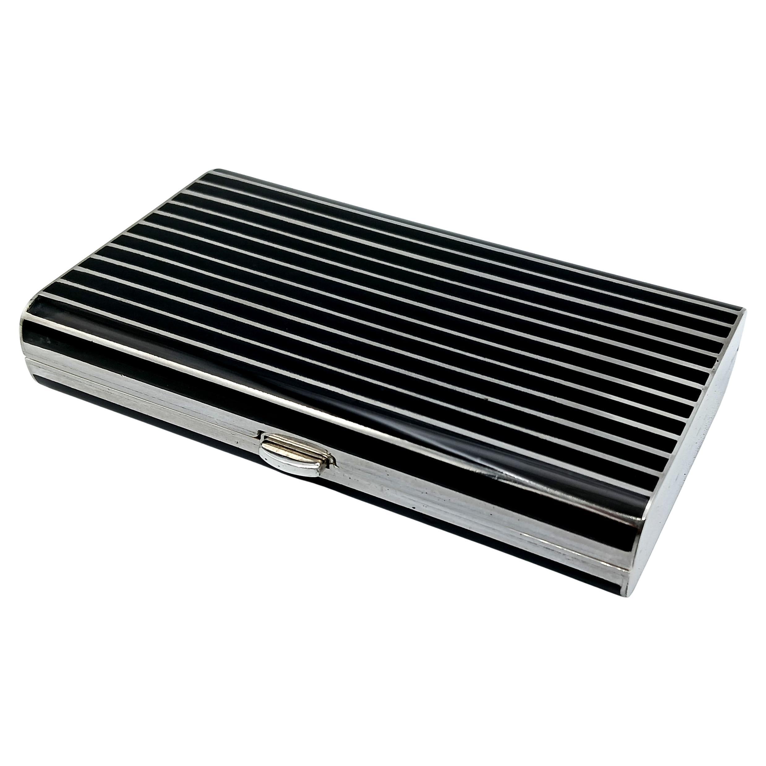 Cigarette Case black lines Art Deco style Salimbeni