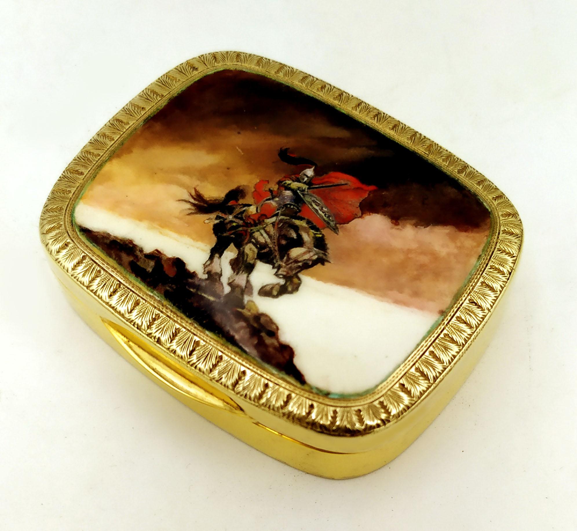Modern Cigarette Case Fired Enamel on a Fine Hand-Engraved Mountain Landscape Sterling  For Sale
