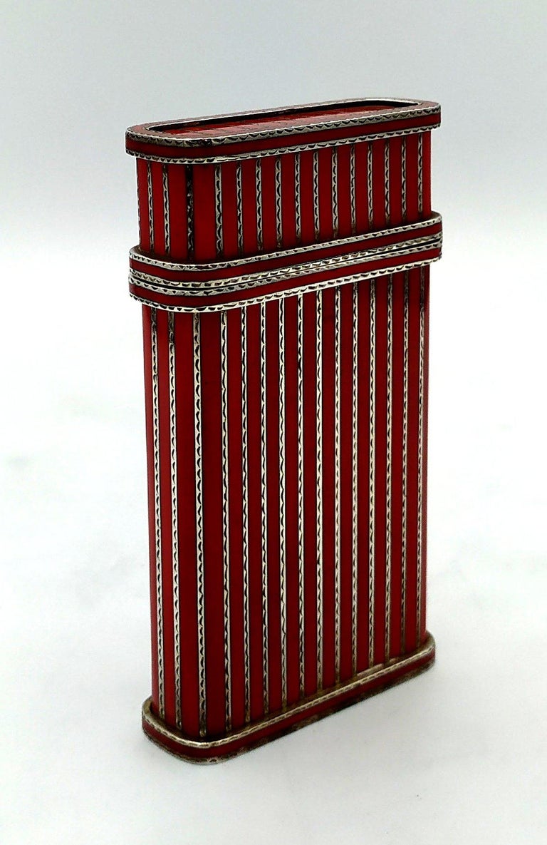 modern cigarette case Cigarette Case red lines and and hand-engraved finishing Salimbeni For Sale  at 1stDibs
