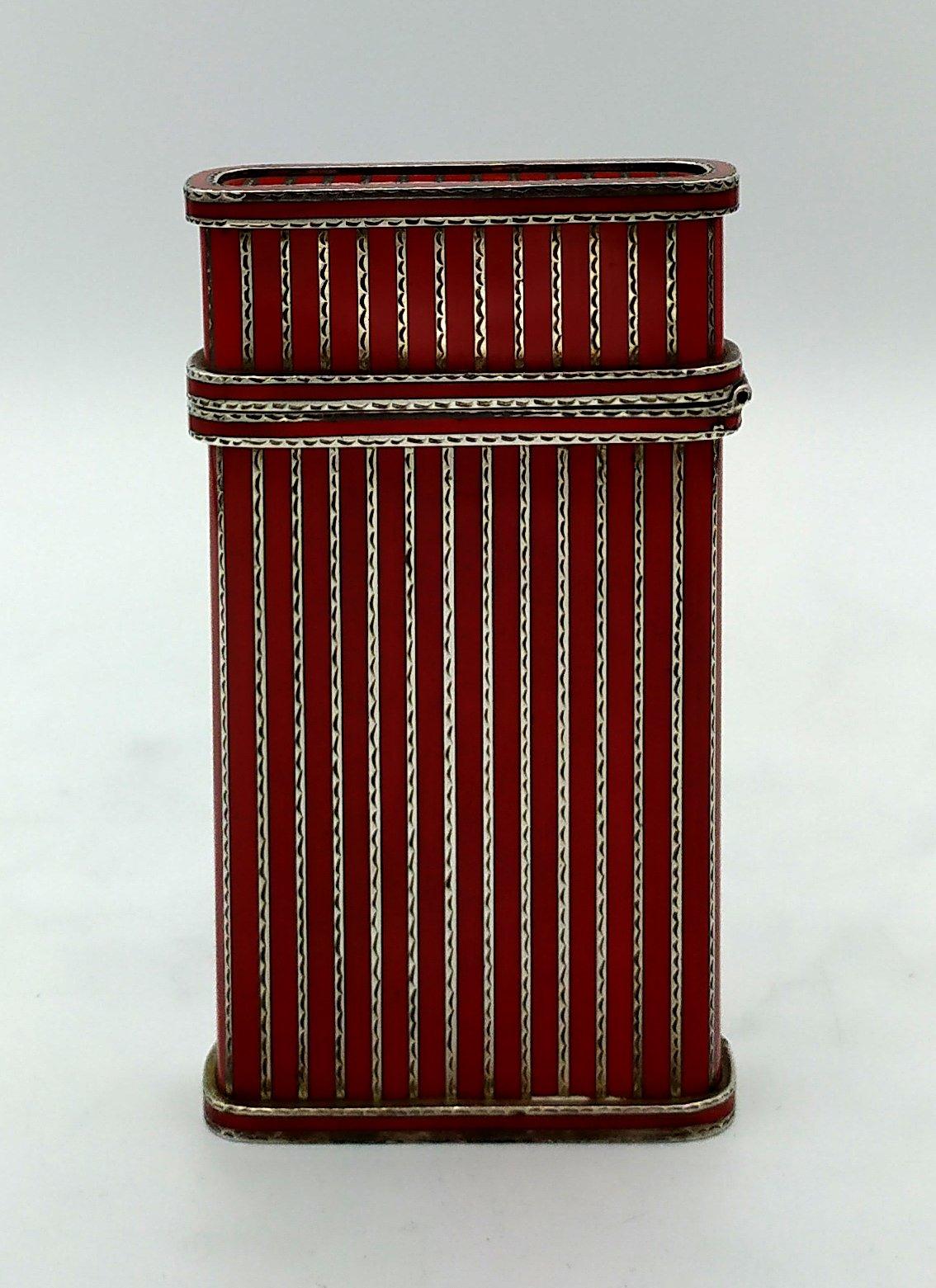 Pitillera líneas rojas y  y acabado grabado a mano Salimbeni Italiano en venta