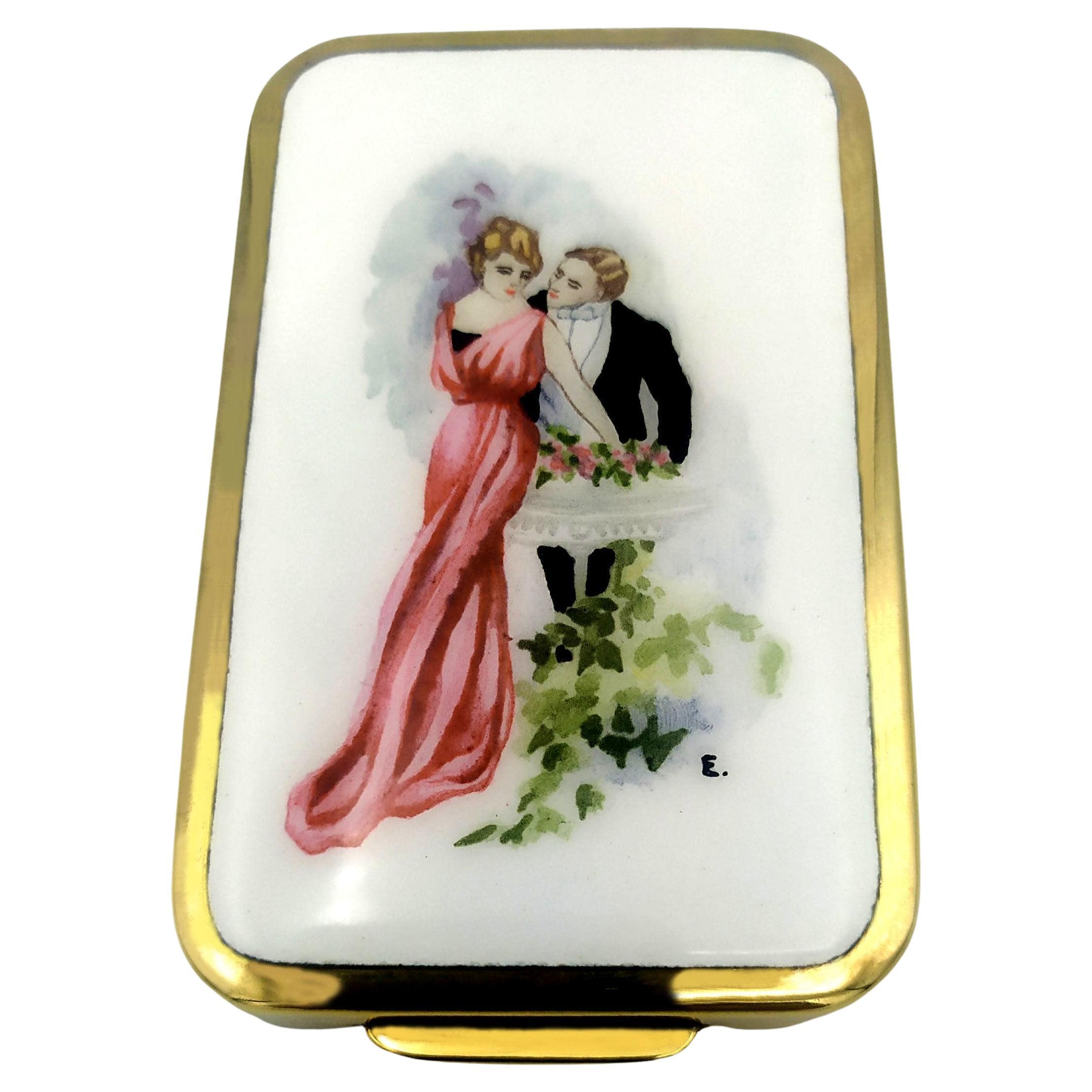 Cigarette Case Romantic couple Art Nouveau Sterling Silver Salimbeni For Sale