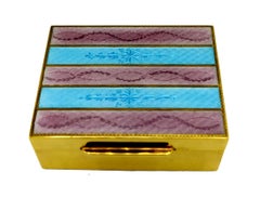 Cigarette Case Two-Tone Striped Fired Enamel Sterling Silver Salimbeni