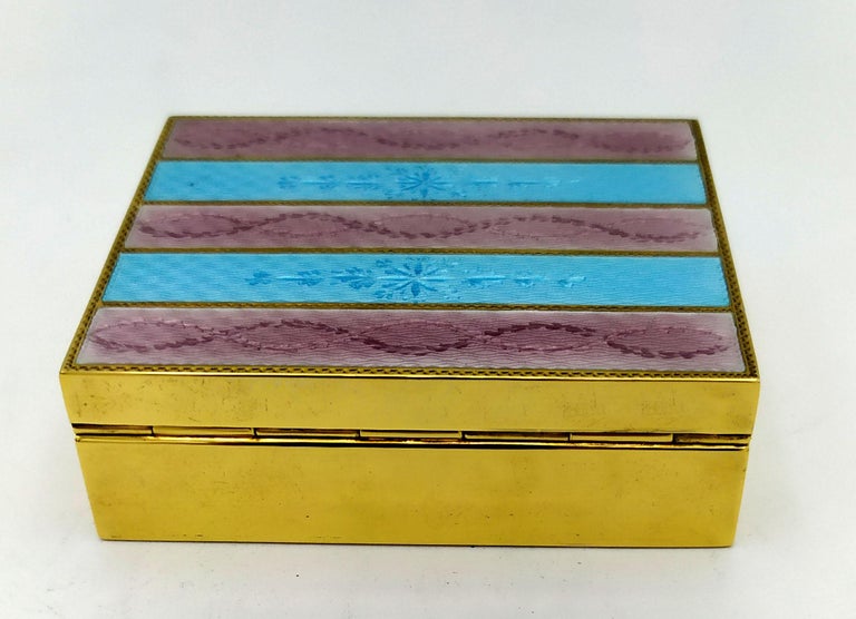 Cigarette Case Two-Tone Striped Fired Enamel Sterling Silver Salimbeni For  Sale at 1stDibs
