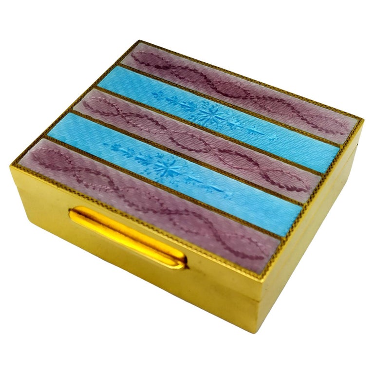 Cigarette Case Two-Tone Striped Fired Enamel Sterling Silver Salimbeni For  Sale at 1stDibs