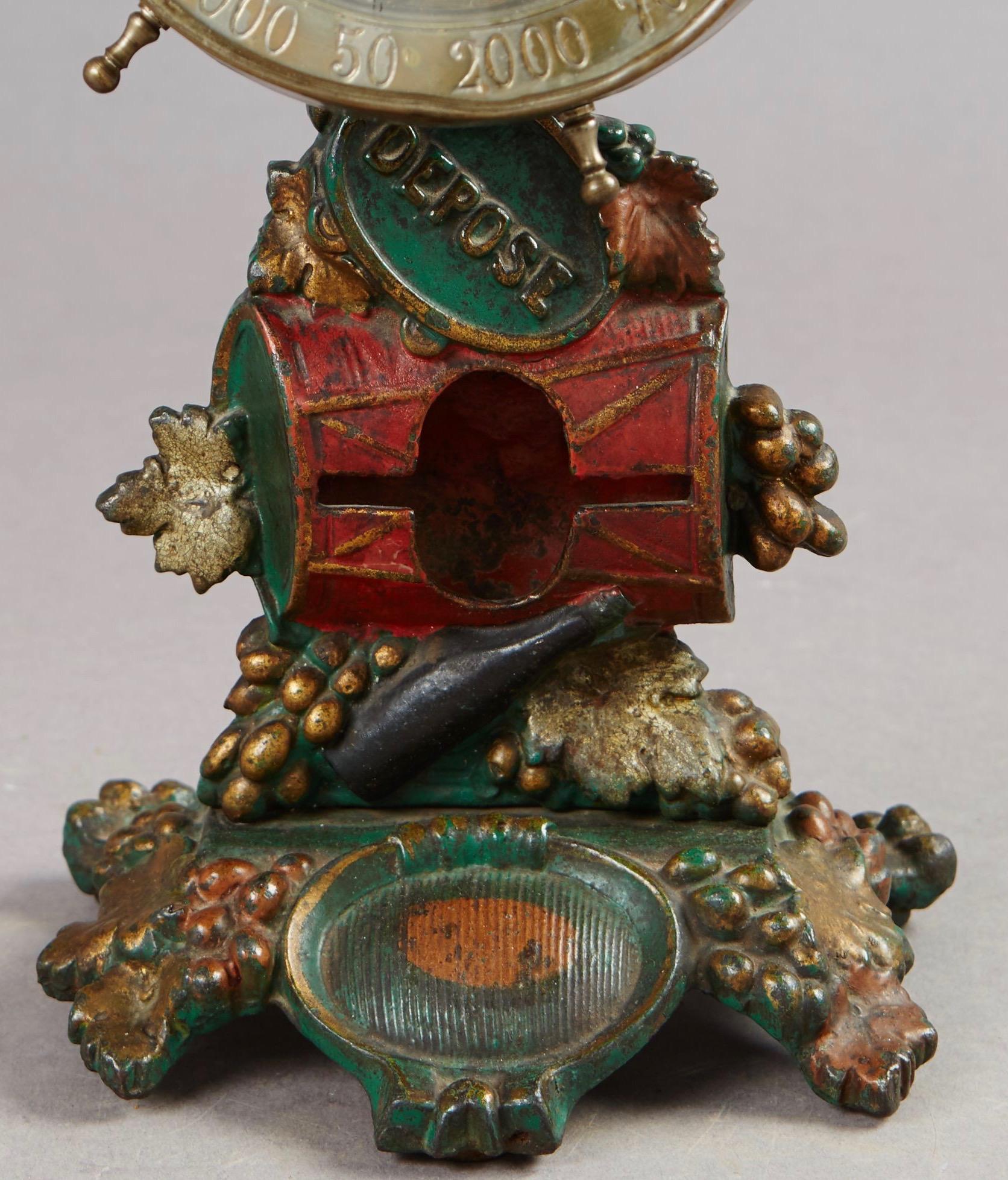 Rococo Revival Cigarette Roulette Dispenser in Cast Iron and Brass, France 1860s  For Sale