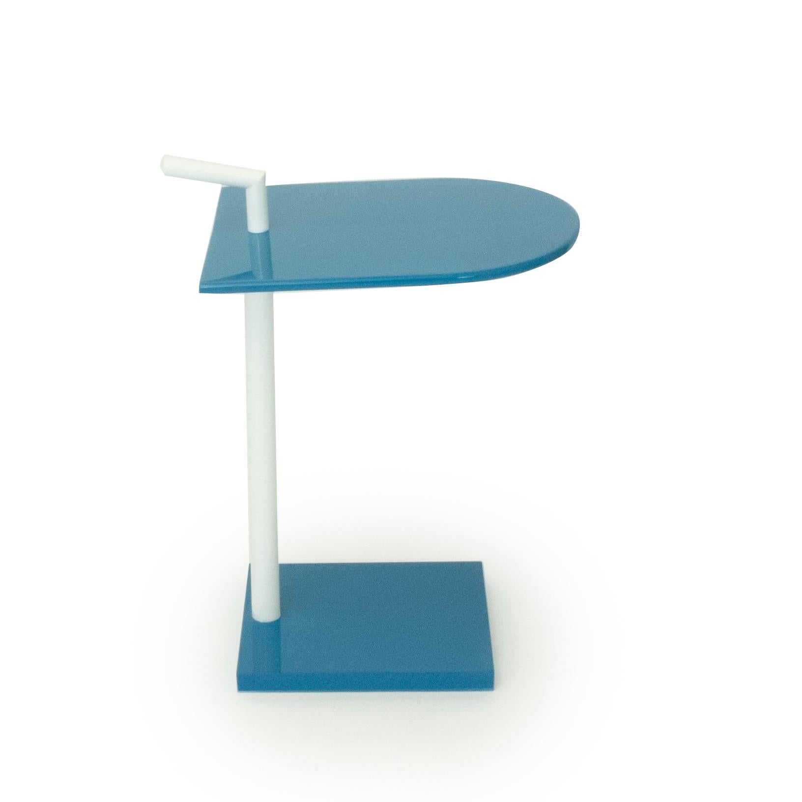 Contemporary Cigarette Table Lacquered in Blue and White For Sale